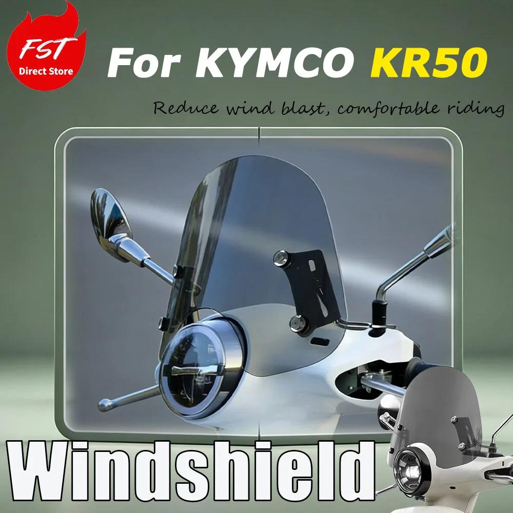 For KYMCO KR50 Special modification accessories: Enhanced windshield with seamless installation of the front windshield panel