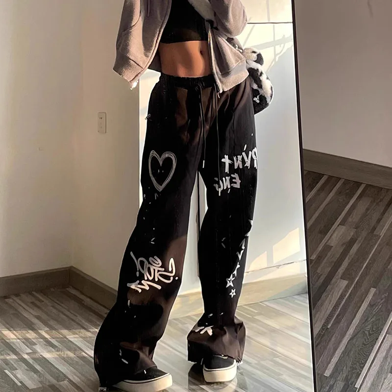 Summer 2024 new dopamine outfit butterfly work pants for women  sweet and cool style spicy girl  slimming and wide leg pants