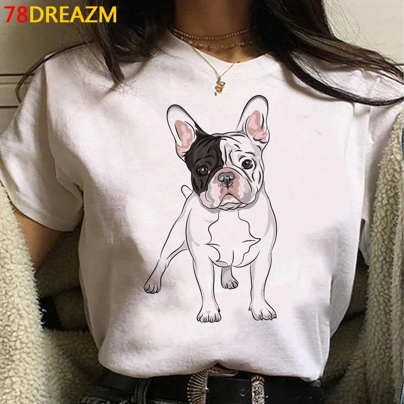 French Bulldog top women summer designer anime Tee female graphic streetwear anime clothes