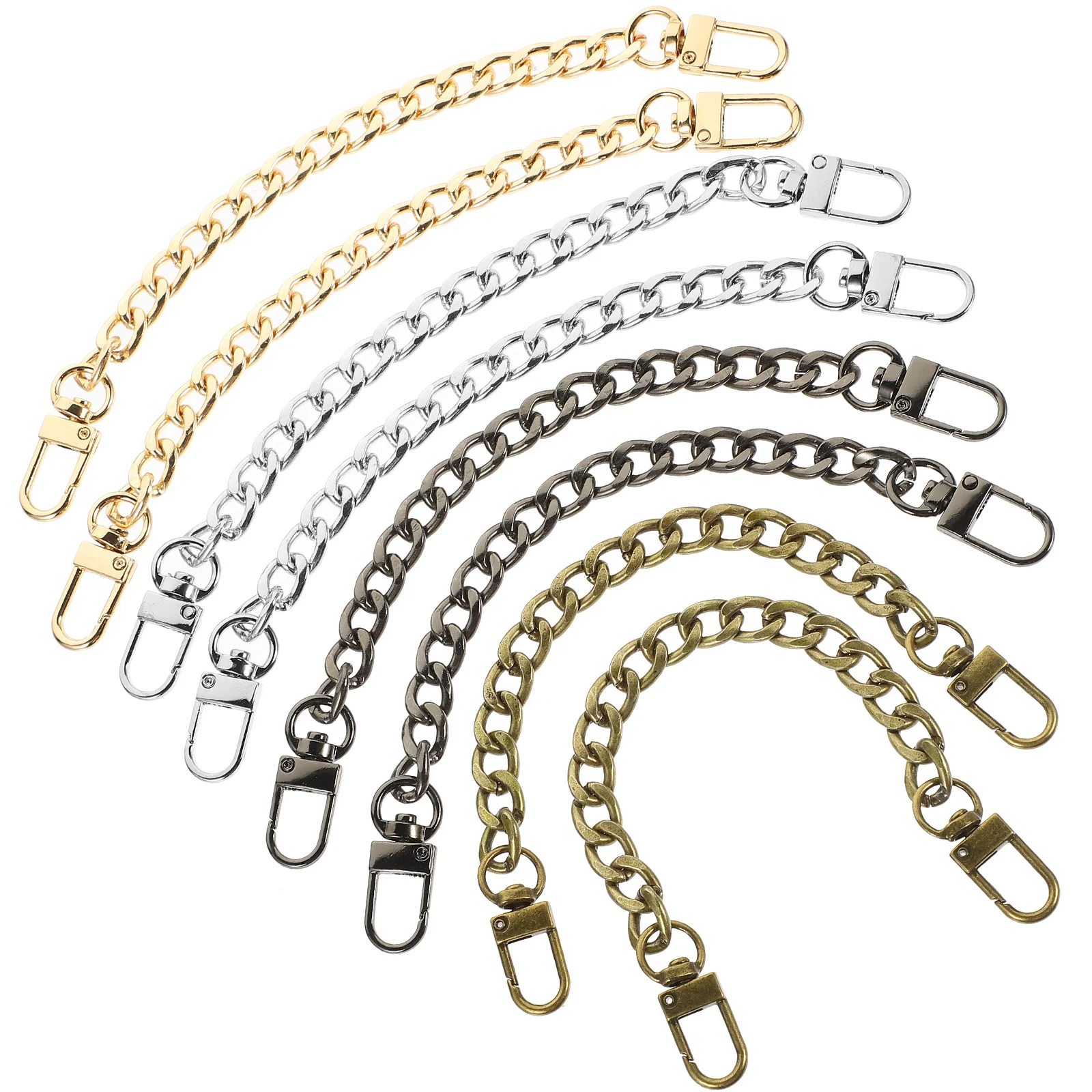 

8Pcs Replacement Bag Chain with Buckles Flat Metal Strap for Handbag Purse DIY Accessory Lightweight Decorative Connector
