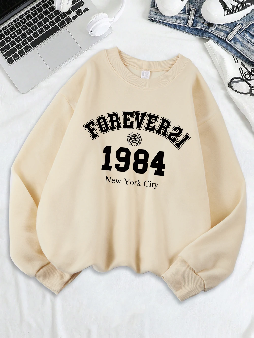 

New York City Prints Sweatshirts Women Loose Sporty Hoodies Crewneck Tops Autumn Winter Womans Clothes Fashionable Comfortable
