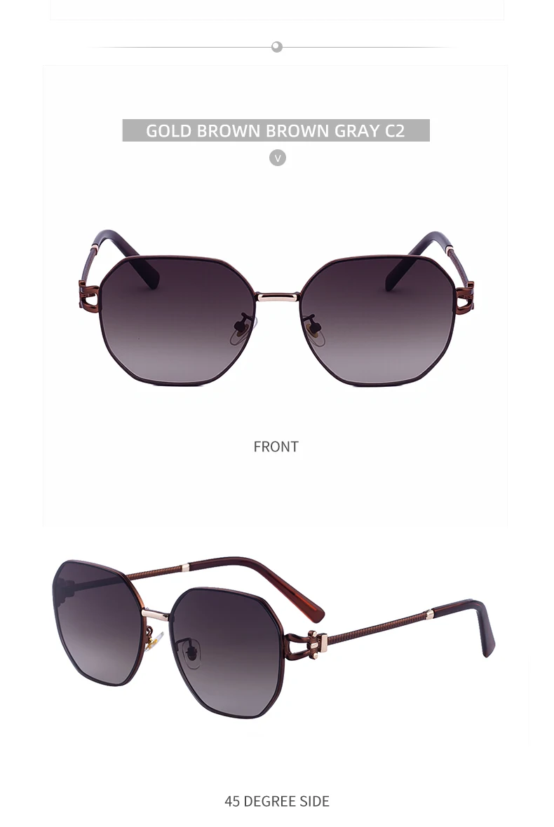 Übergroße quadratische Sonnenbrille für Damen – Luxusmarke 2026, Punk-Metallrahmen, Polygon-Sonnenbrille für Damen, modische Eyewear-Shades – Detail 14