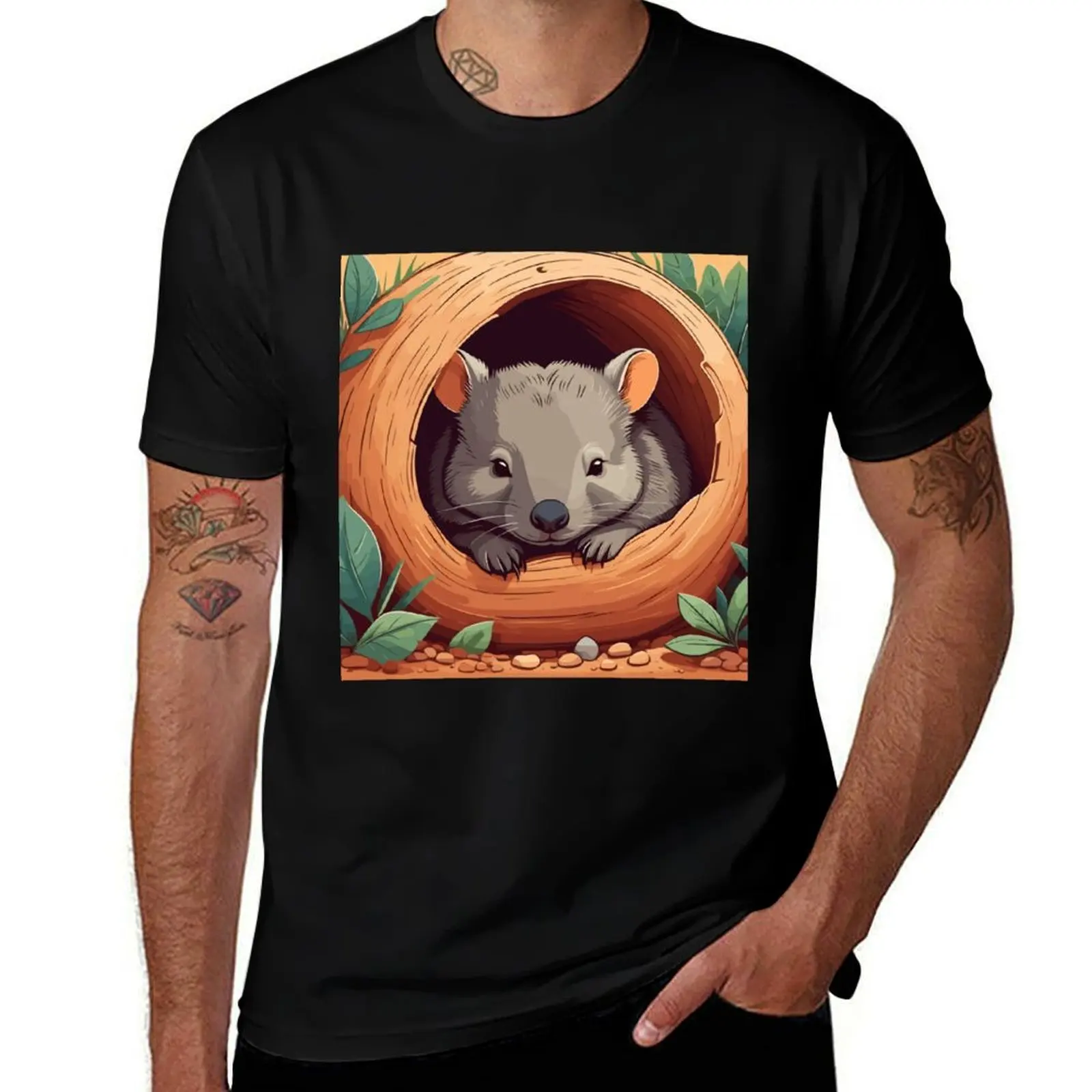 

Wombat Artwork T-Shirt cotton t shirts high quality man t shirt graphic t shirts for man cotton funny T-Shirt
