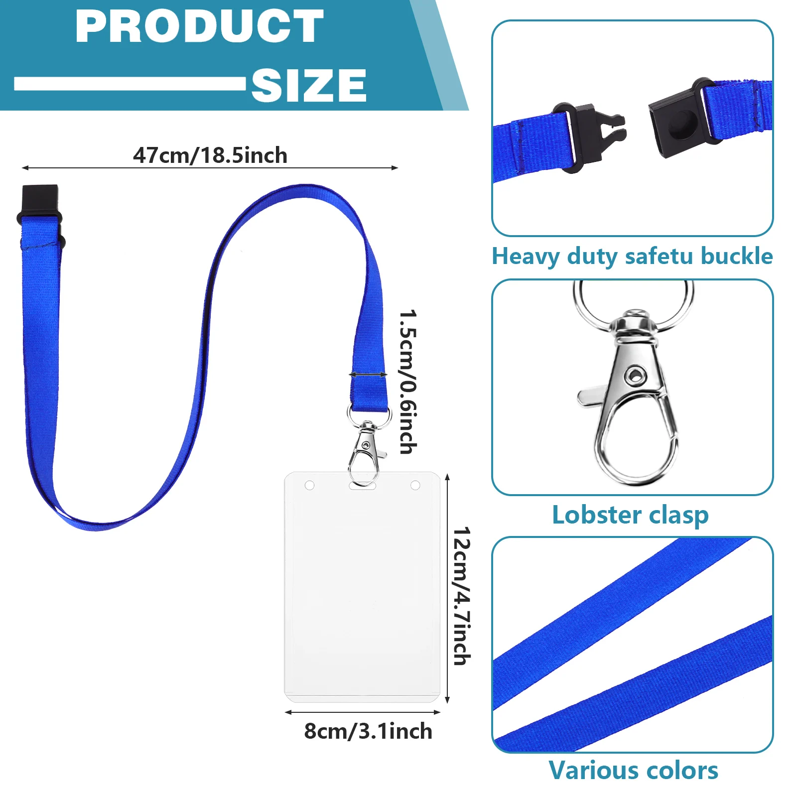 24 Pack Colorful Lanyards With 24 ID Card Name Badge Holders Breakaway Lanyard For Card Holders Quick Release Lanyards With Safe