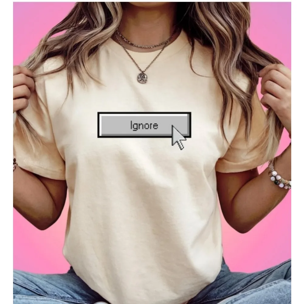 

Рубашка на пуговицах Pixel Ignore: Ретро 90-х годов Tech Nostalgia с круглым вырезом и короткими рукавами Harajuku, высококачественные хлопковые топы, женская одежда