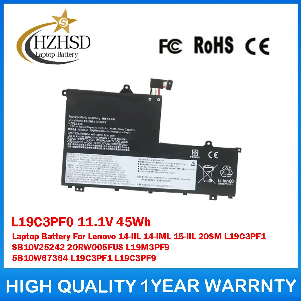 

L19C3PF0 11.1V 45Wh Laptop Battery For Lenovo 14-IIL 14-IML 15-IIL 20SM L19C3PF1 SB10V25242 20RW005FUS L19M3PF9 5B10W67364