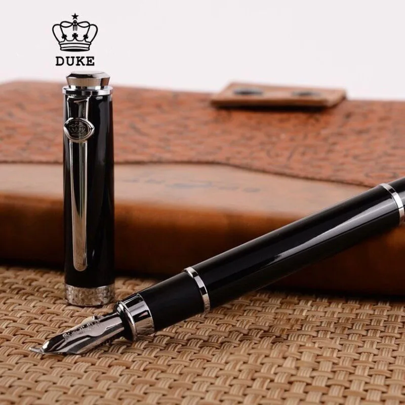 Duke Carbon Fiber Fountain Pen Black Double Layer Complex Nib Calligraphy Stationery Office School Supplies New