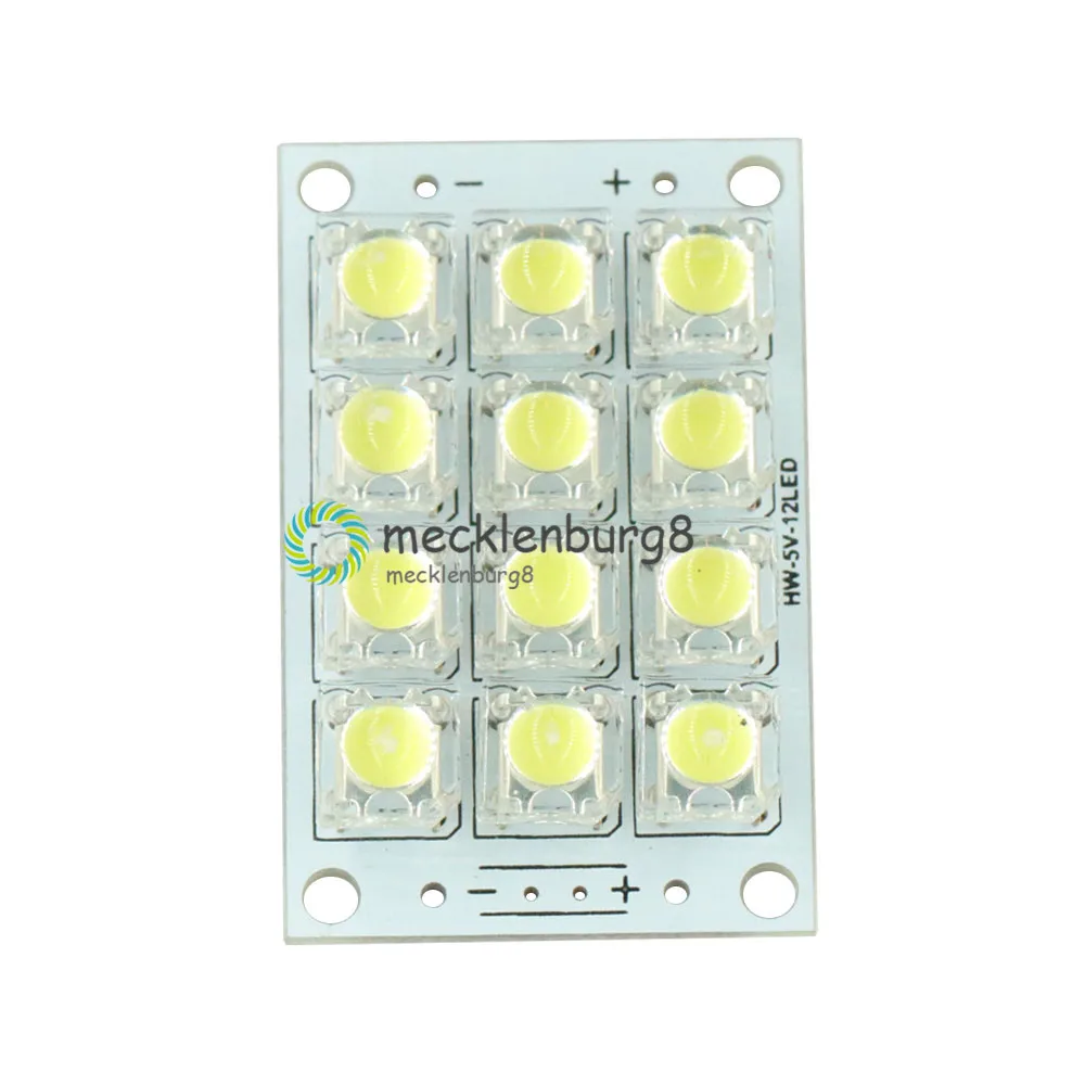 12 LED Super Bright White LED Piranha Board Night LED Lights Lamp 5mm High Brightness DC 3V-5V