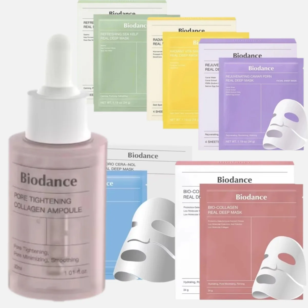 Biodance colágeno reafirmante y liftante mascarilla facial para la piel ampolla hidratante esencia Gel calmante parche de tóner cuidado de la piel Original de Corea
