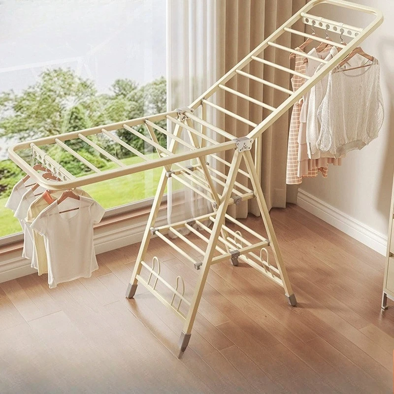 Folding Clothes Rack Floor To Ceiling Home Balcony, Indoor Clothes Rack Clothes Pole Bedding Drying Living Room Furniture