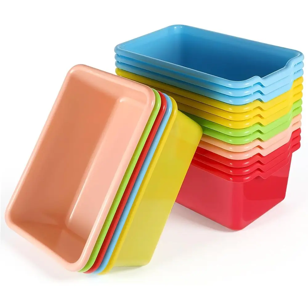 

20 Pcs Cubby Bins Toy Bins, Plastic Book Storage Bins Classroom Cubby Organization Book Bin Easy-to-Grip Stackable Storage Conta