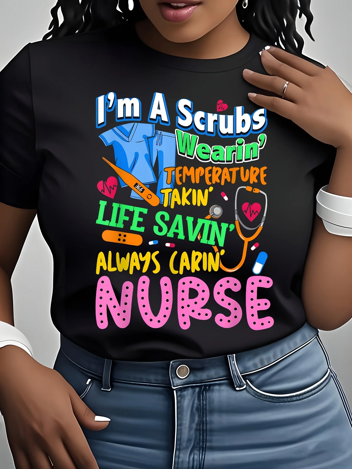 

Nurse Appreciation T-Shirt - Humor Nurse Theme with "I'm a Scrubs Wearin' Temperature" Graphic, Fun Nursing Shirt