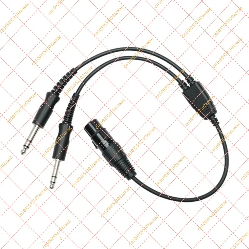 Aviation Headset Adapter Airbus 5-Pin XLR to GA Dual Plugs Connector for Aircraft Radio