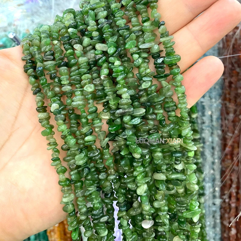 Großhandel 30 Zoll 3-5mm Unregelmäßige Naturstein Kanada Grüner Jaspis Jade Zwischenperlen für Schmuckherstellung DIY Armband Zubehör – Detail 6