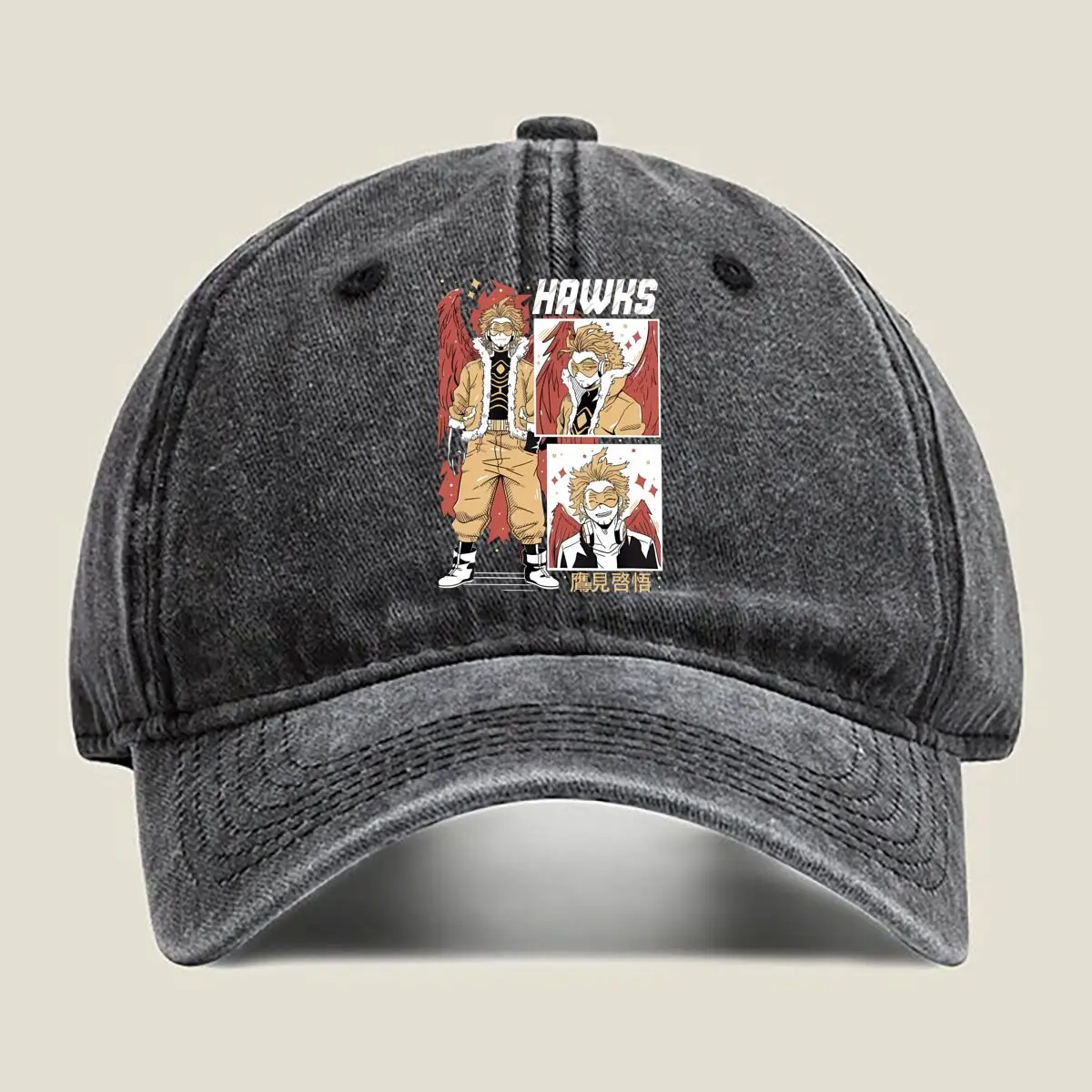 

Anime Trio - Stylized Character Collage Art Washed Baseball Cap