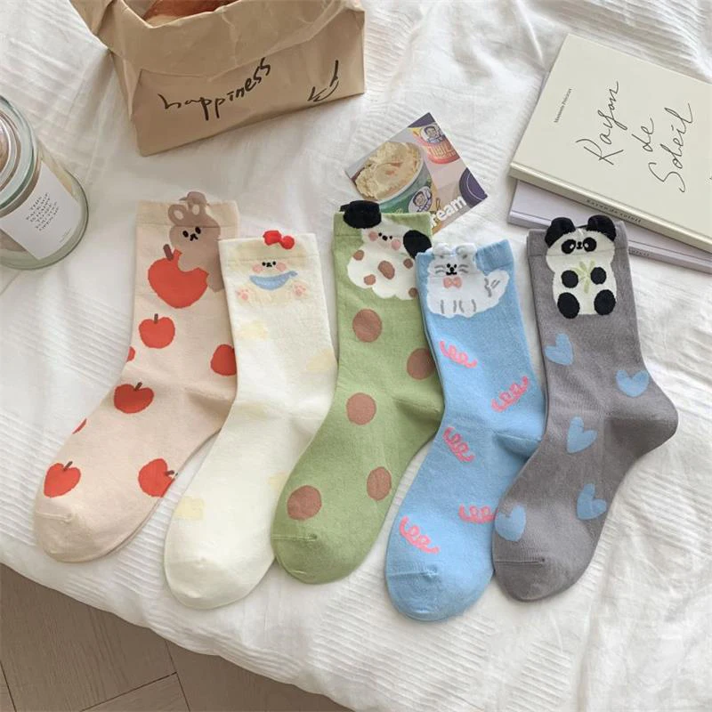 Cartoon Cute Animal Panda Puppy Bunny Cat Dopamine Sock Soft Comfortable Cotton Sock Girly Fashion All-match Mid-calf Socks Gift