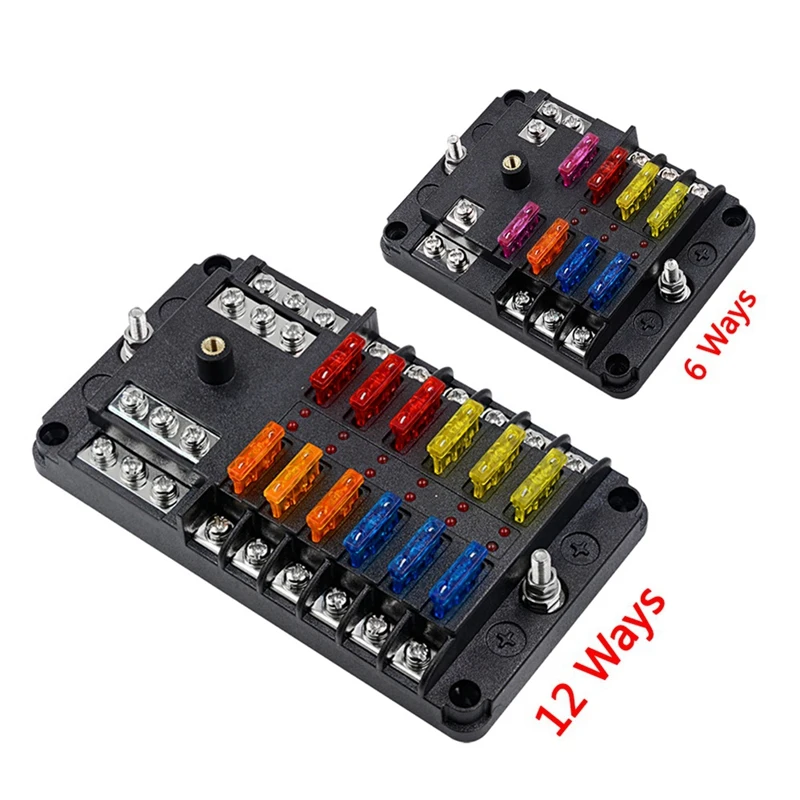 Blade Fuse Holder Block & Warning Indicator Power Distribution Panel Board Car Boat Fuse Box Holder