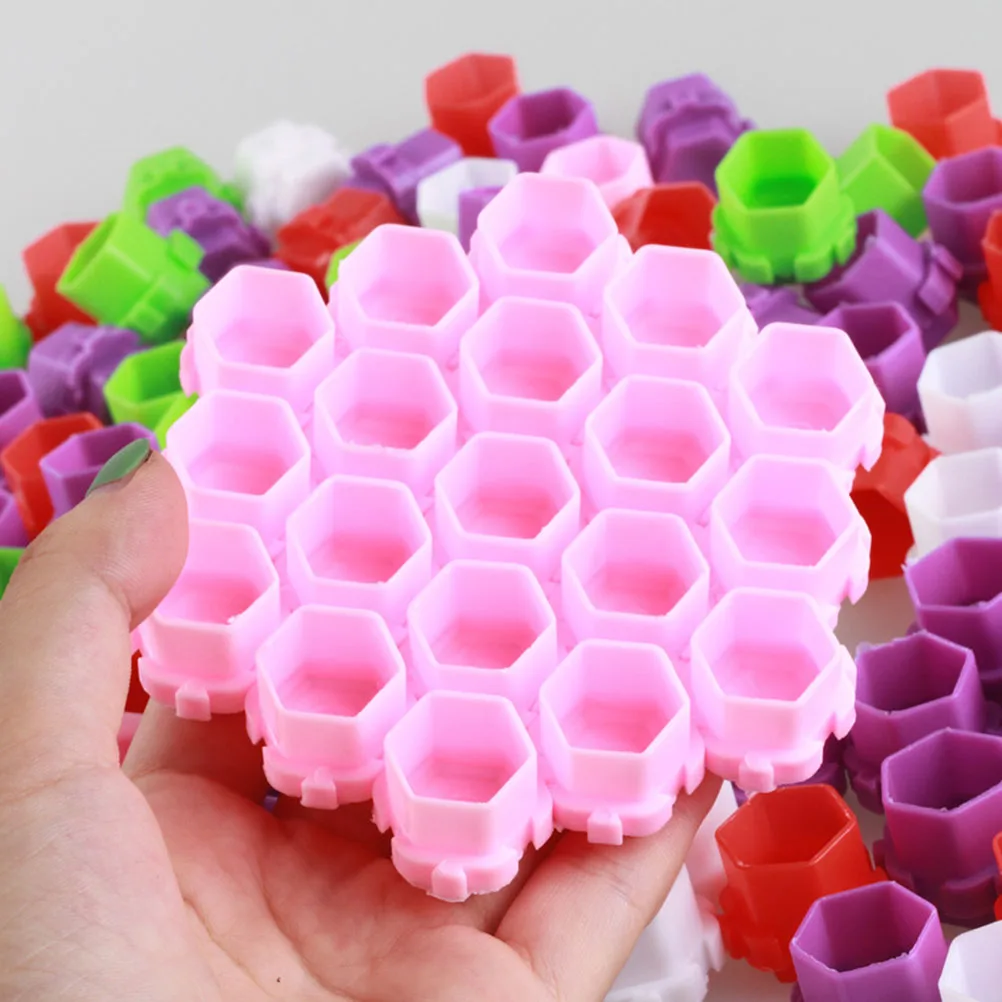 

200pcs Honeycomb Color Cup Ink Cup Paint Cup Pigment Cups Plastic Ink Cup for Painting Use (Pink)