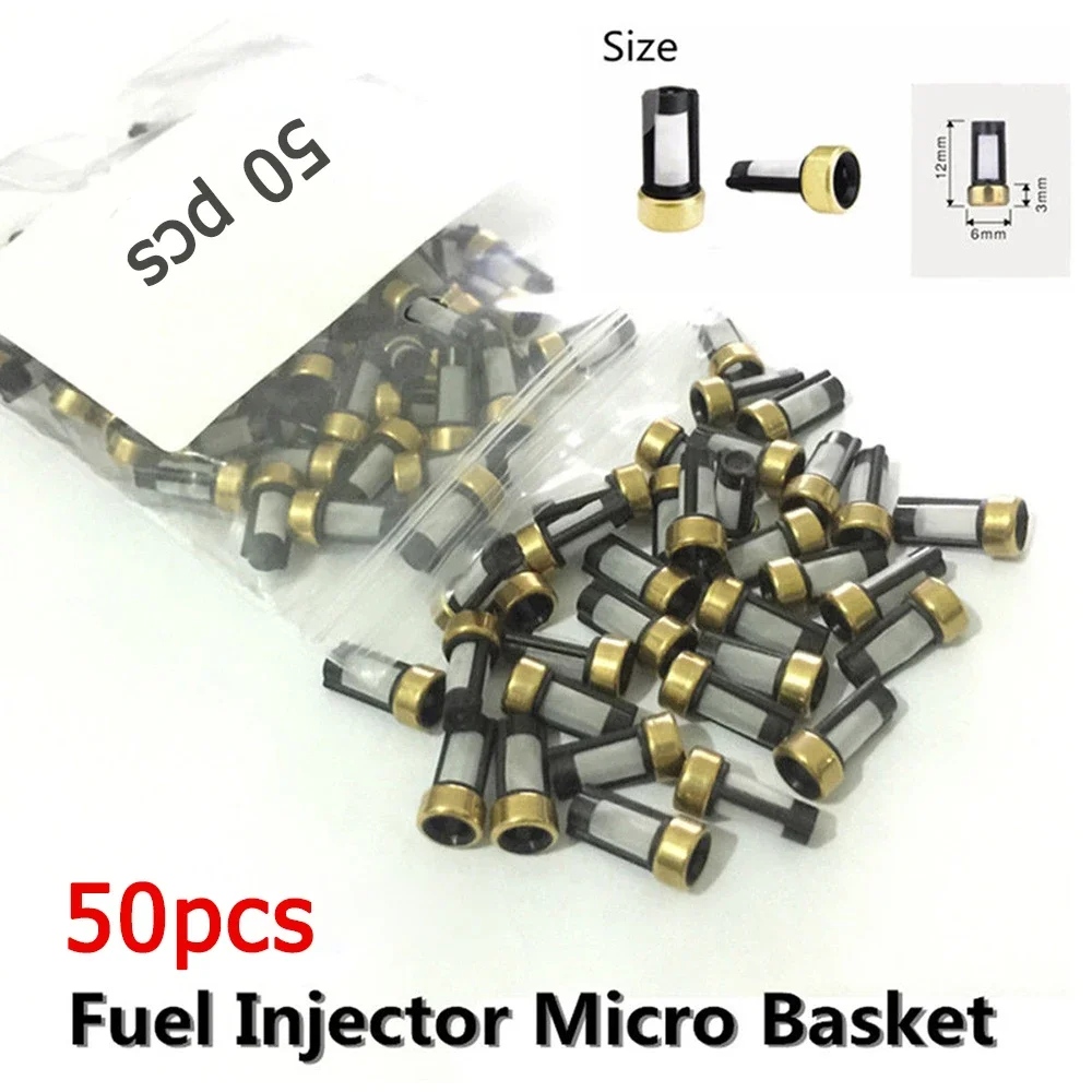 50Pcs Universal Car Fuel Injector Micro Basket Filter Fit For ASNU03C Injector Repair Kits 6*3*12mm Car Accessories