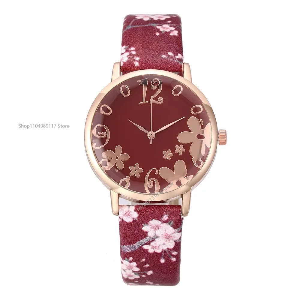 Relojes de mujer con flores coloridas, relojes de pulsera de cuarzo con cinturón estampado para niñas y mujeres, relojes informales de regalo, relojes femeninos