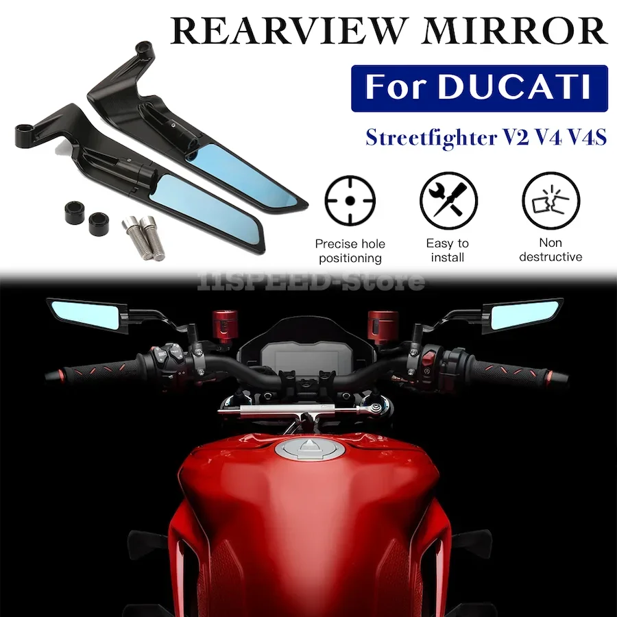 

Stealth Mirrors For Ducati Streetfighter V2 V4 V4S Adjustable Winglets Motorcycle Accessories rearview mirror