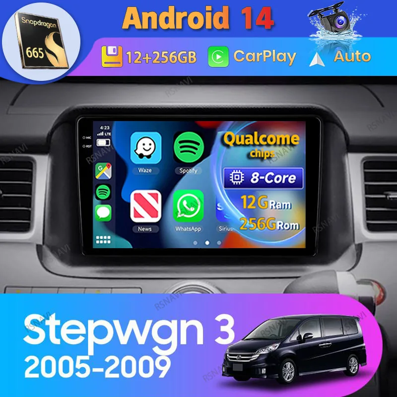 

Android 14 Carplay Auto For Honda Stepwgn 3 2005 - 2009 Right hand drive Car Radio GPS DSP Stereo Video Player 2 Din 360 Camera