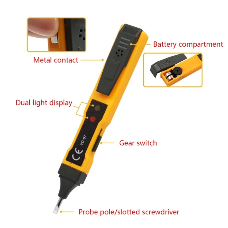 70-250VAC Portable Voltage Tester Non Contact Voltage Detector Circuit Tester Live-Null Wire Tester Electrical Tester for House