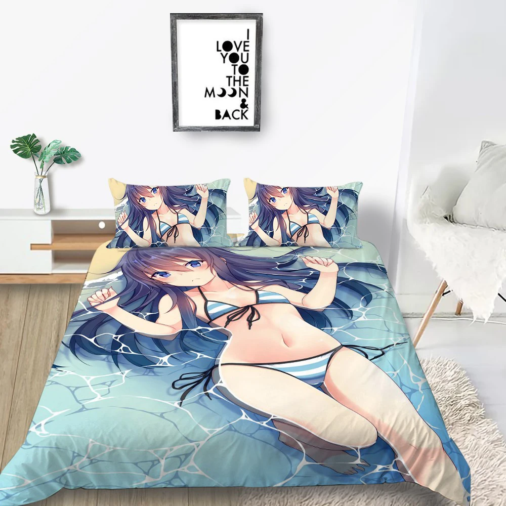 

Sexy Girls Bedding Sets Kids Bed Comforter Cover Sets Anime Quilt Cover Home Bedclothes 3d Printing Beauty Bedspread No Sheet