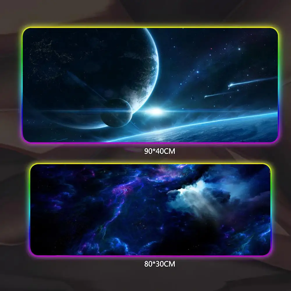 

Космический коврик для мыши, геймерский люминесцентный светодиодный коврик для мыши, игровой стол, RGB настольный коврик, клавиатура, коврик для мыши для ПК
