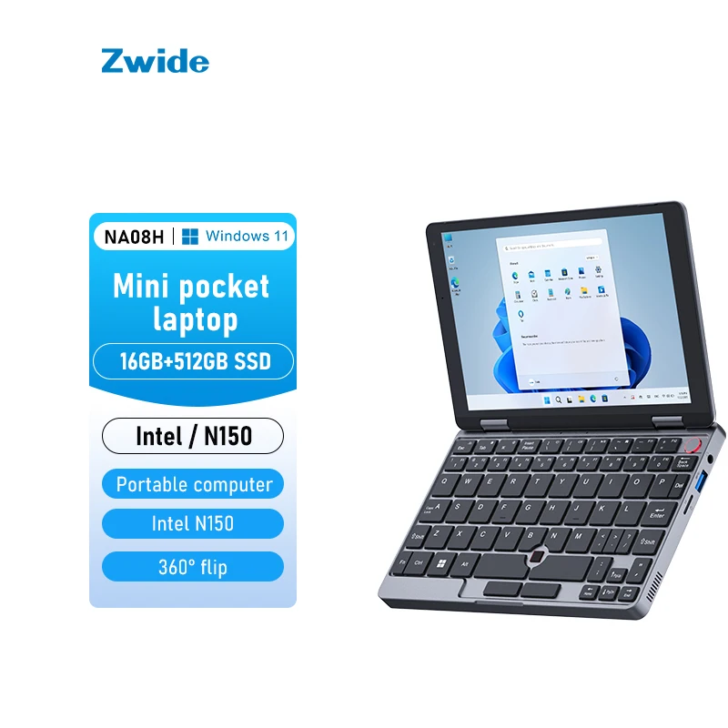 Zwide Mini Laptop 8-inch touch screen two-in-one convenient pocket