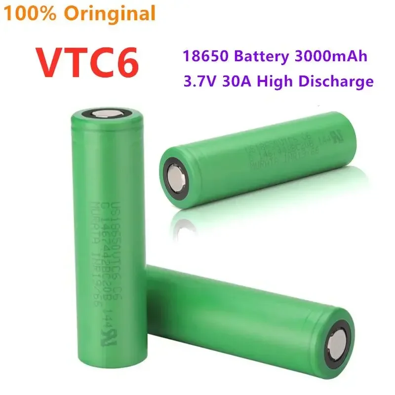 VTC6 18650 3000mAh Battery 3.7V30A High Discharge 18650 Rechargeable Batteries for US18650VTC6 Flashlight Tools Battery