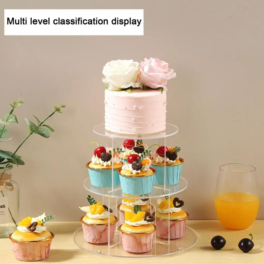 Round Cake Stand Transparent Multi-layer Simple Installation Acrylic Cupcake Dessert Stand Statue Display Shelf