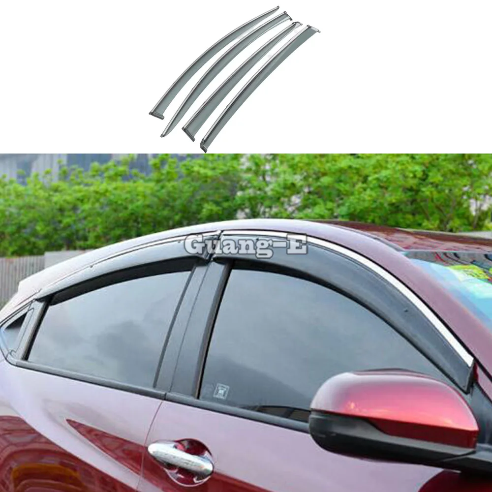 

For Honda HRV HR-V Vezel 2019 2020 2021 2022 Body Styling Stick Lamp Plastic Window Glass Wind Visor Rain/Sun Guard Vent 4PCs