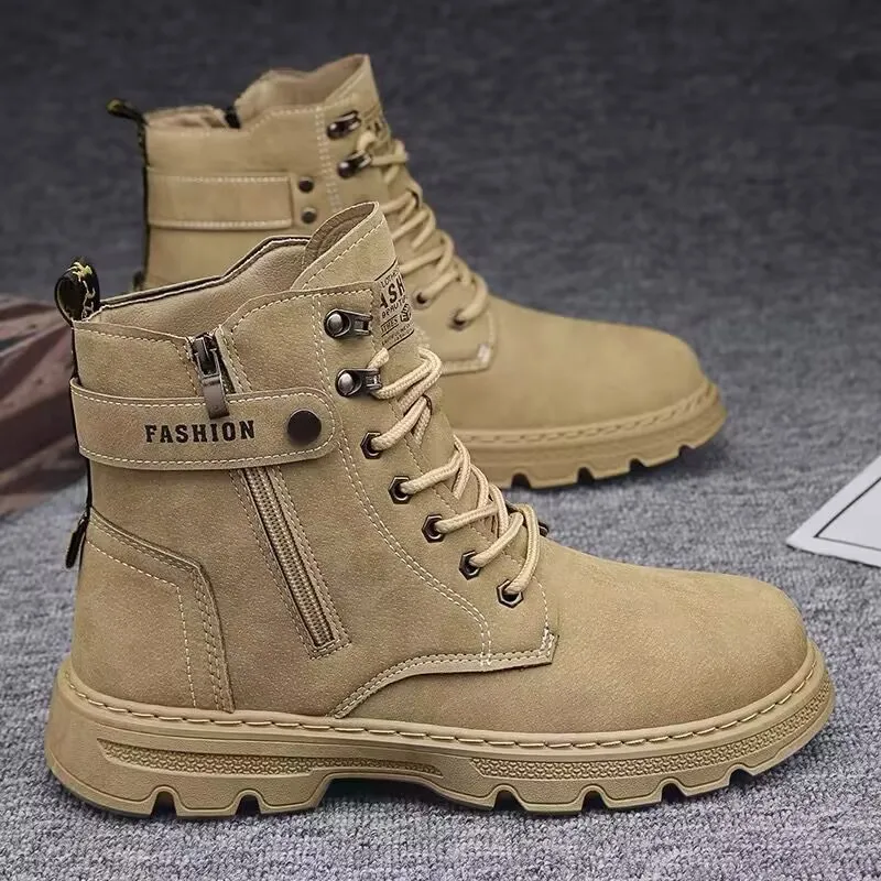 

High top men's shoes autumn outdoor hiking safety shoes workwear boots work boots men's motorcycle sports trendy shoes men