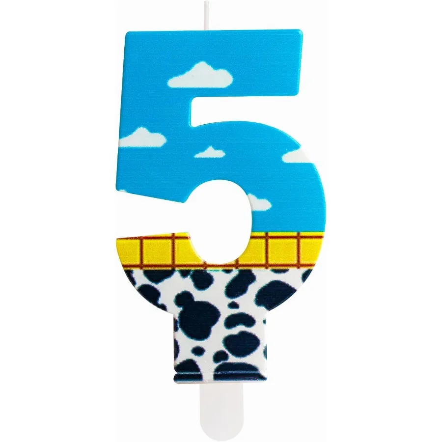 Toy Inspired Game Story Birthday Decorations Blue Sky and White Cloud Cow Birthday Number Candles for Boy Girl Sr Cake Party De