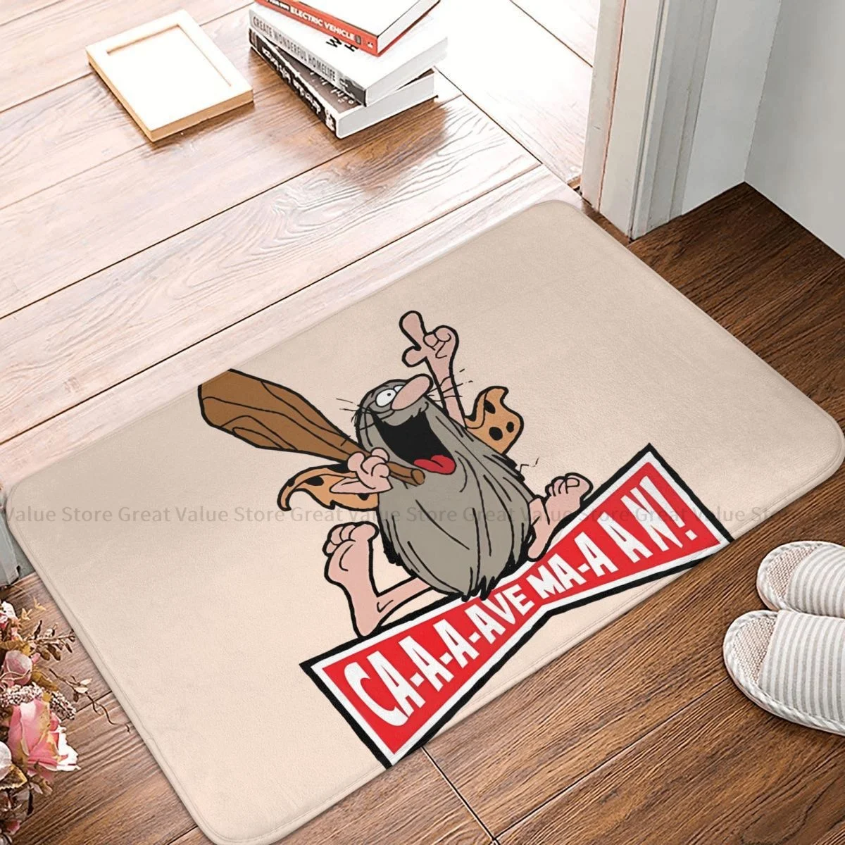 Captain Caveman Cartoon Non-slip Doormat Baton Bath Kitchen Mat Outdoor Carpet Home Pattern Decor