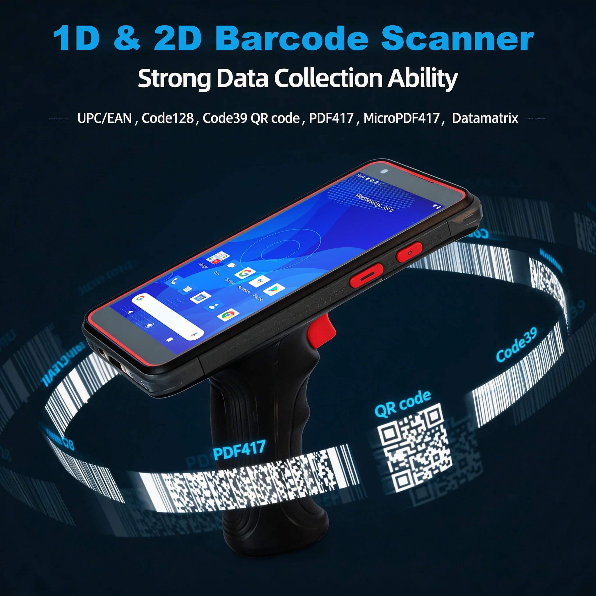 

RUGLINE 6-дюймовый Android 13 сканер 2D QR-кодов, защищенный PDA-терминал, 8000 мАч, водонепроницаемый IP68, 4G LTE, Wi-Fi, Bluetooth, GPS, 4G, 64 ГБ, портативный терминал