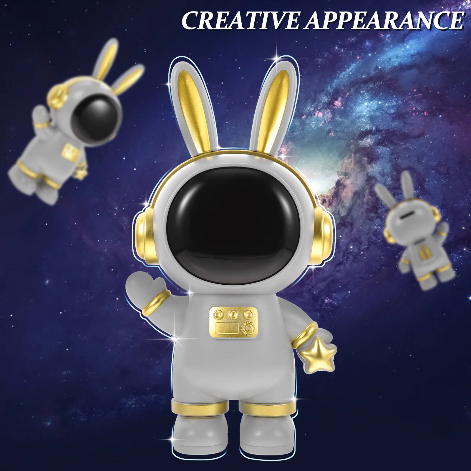 Adorable Space Rabbit Piggy Bank Cartoon Bunny Saving Jar Kids Coin Container Home Decor Gift Rabbit Piggy Bank