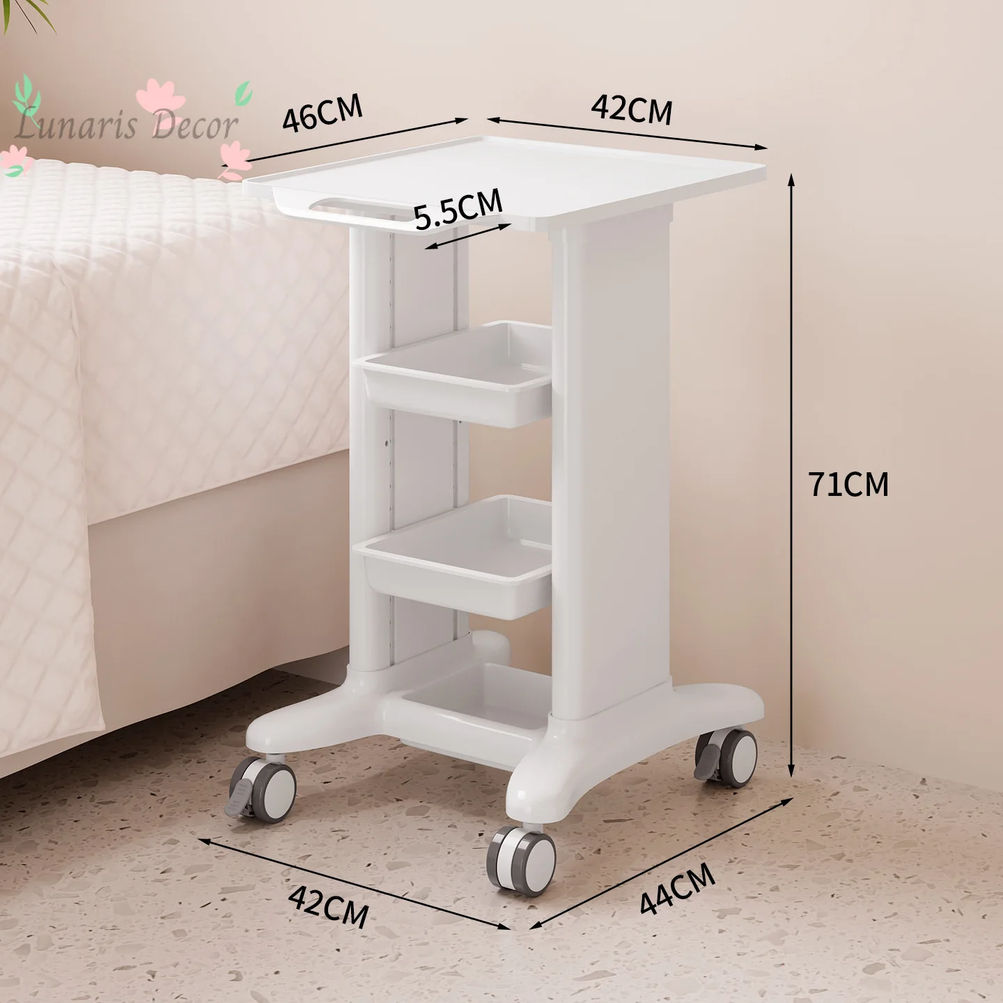 Mobile Cart Clinic Dental Single Drawer Shelf Beauty Salon Workbench Cart Desktop Storage Tool Cart