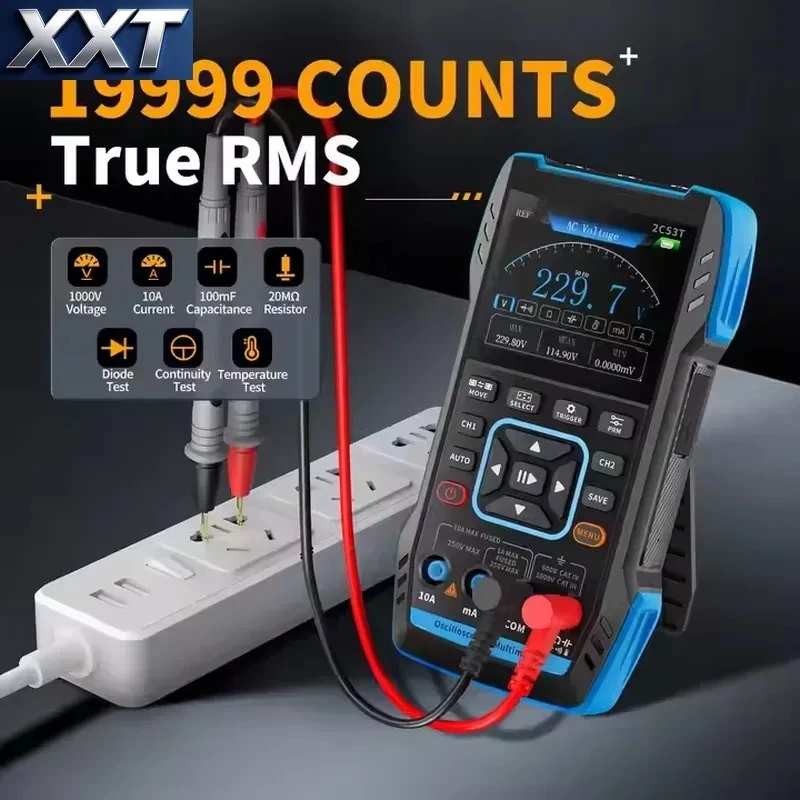 XXT 2C53T Upgrade 2pcs 10X Probe 3in1 Digital Oscilloscope Multimeter Signal Generator 50MHz Bandwidth 2 Channel 20000 view 6