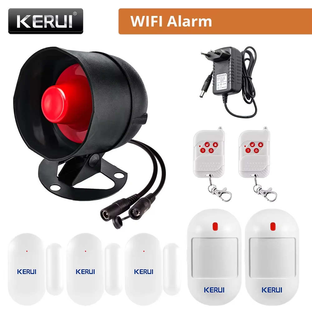 KERUI Speaker Alarm System Kit 110db Siren Tuya WIFI Home Security Alarm with Motion Door Sensor for House Protection Burglar