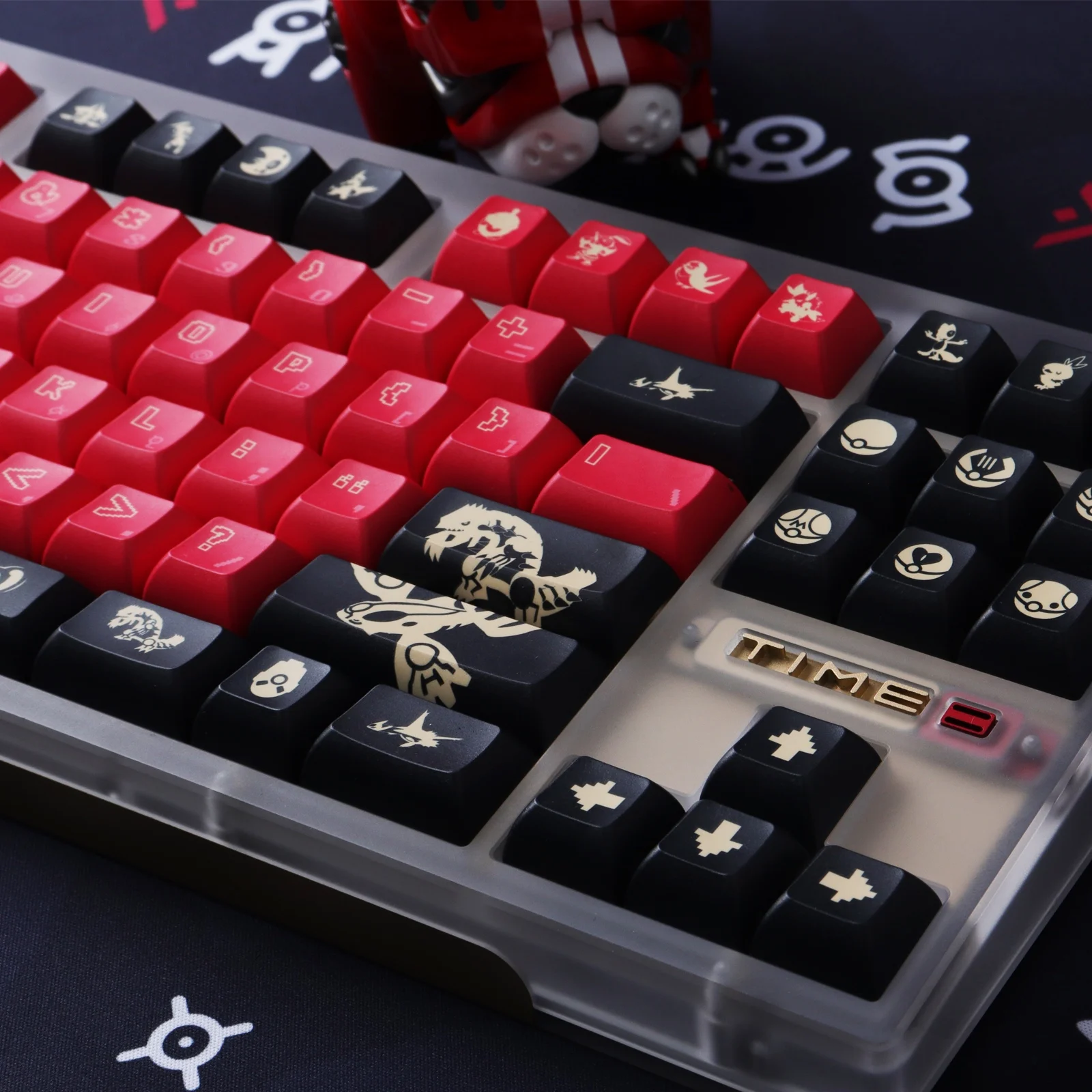 143 klawisze Groudon Keycaps czarny czerwony KCA profil PBT barwnik sublimacyjny klawiatura mechaniczna klawiatura do przełącznika MX 61/64/75/84/87/980