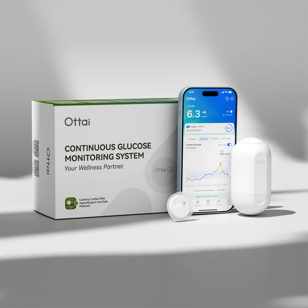 Ottai 2 paquetes versión hipoalergénica CGM sistema de monitoreo continuo de glucosa monitoreo de glucosa en sangre un juego durante 28 días