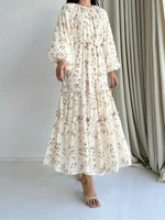 Robe arabe élégante à manches longues, florale, ample, pour femmes 5