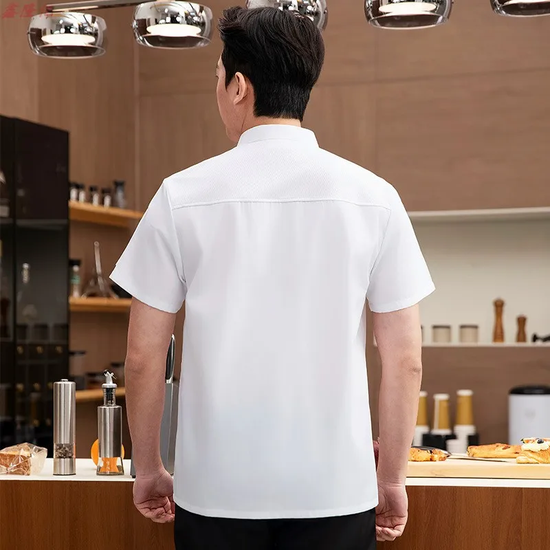 Letnia, cienka, oddychająca kurtka kucharska z krótkim rękawem z siateczki do cateringu, hotelu, restauracji, stołówki, piekarni, odzież robocza, odzież kuchenna