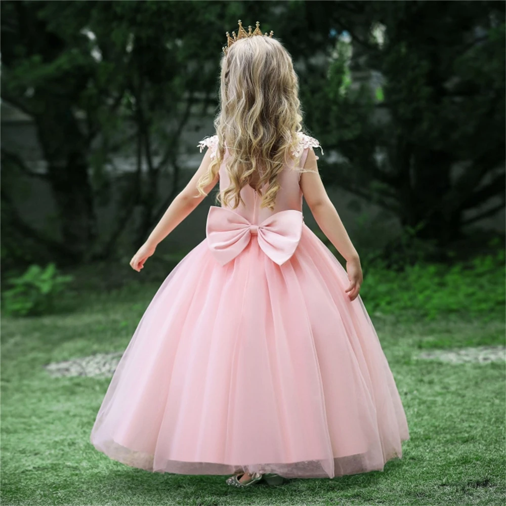 First Communion Dresses น่ารักแขนกุดปุยลูกไม้ Tulle Decal ดอกไม้สาวชุดเจ้าหญิงเด็ก Surprise วันเกิด