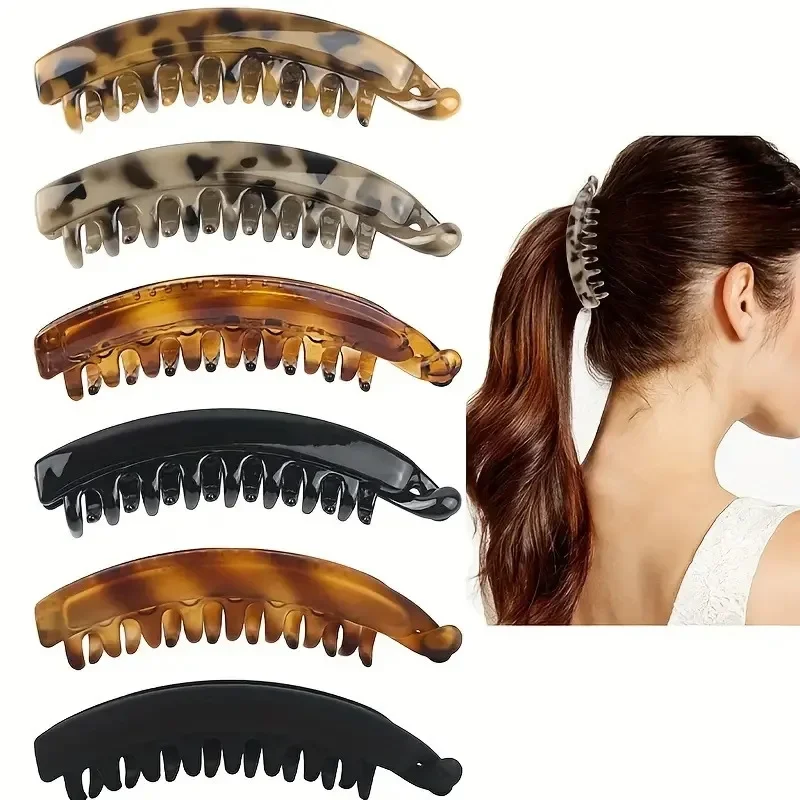 

Banana clip, large hair volume, hairpin, female 2024 new leopard print color, advanced hair card, ponytail clip, vertical clip.