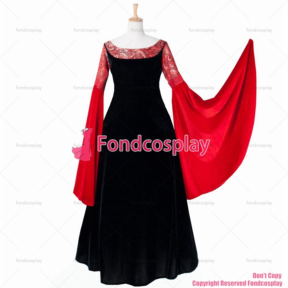 

fondcosplay medieval black/red velvet Arwen Dress Gown Movie magician Costume Cosplay Tailor-made[G170]