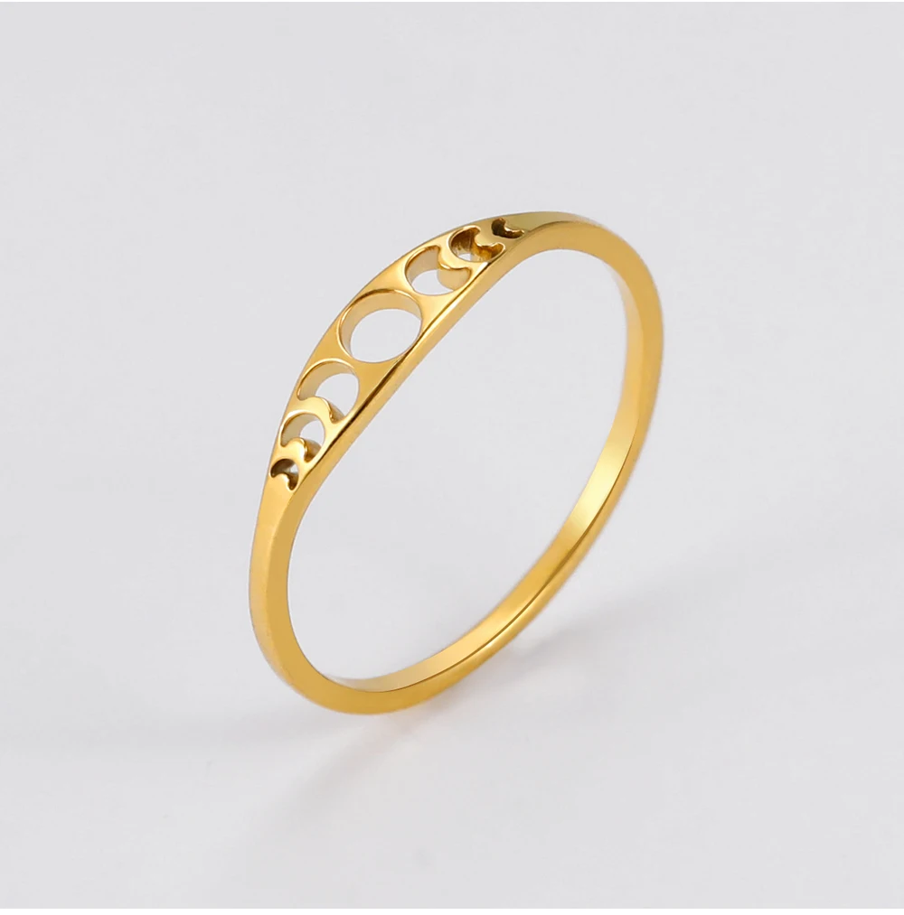 COOLTIME Mondphasenring für Damen, Edelstahl, minimalistisch, Paarringe, Schmuck, Jahrestagsgeschenk, 2026, neu im Großhandel – Detail 9