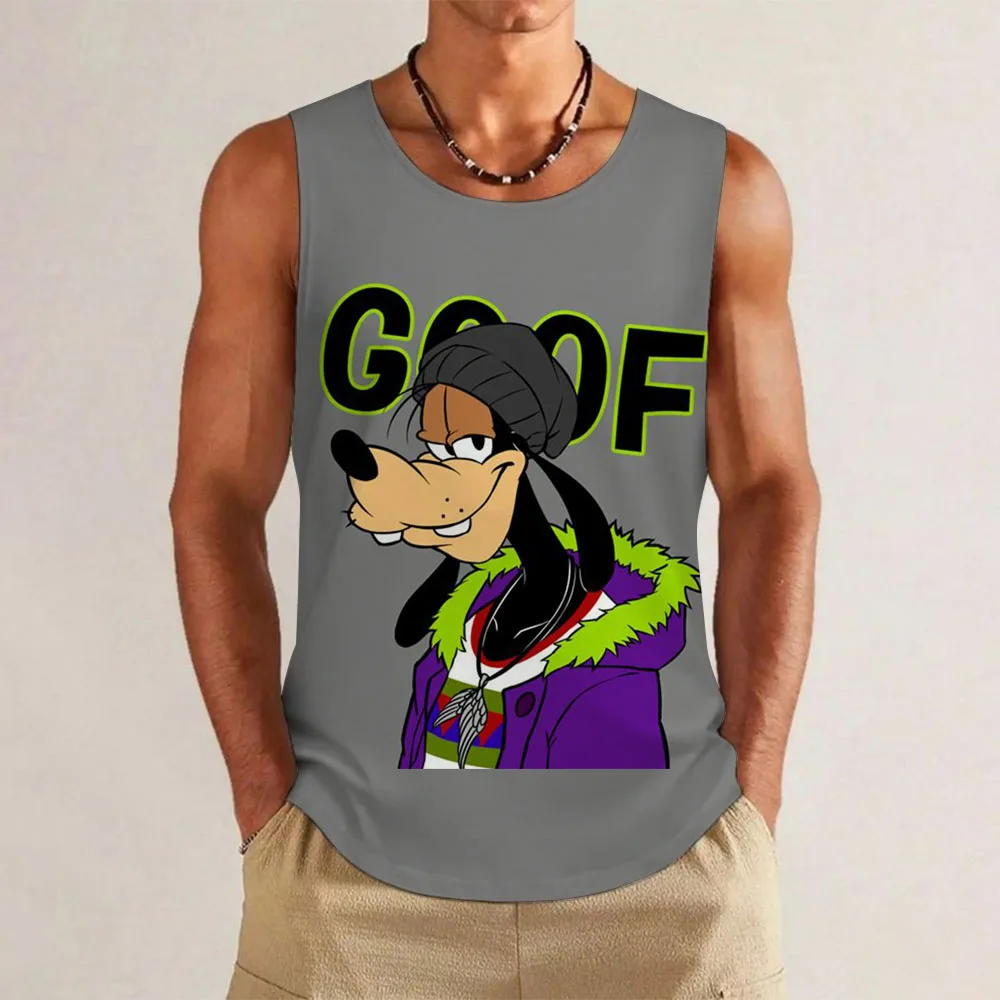 

Disney Goofy Print Men’s Gym Tank Top Clothing Summer Quick-dry Vest American Basketball Sports Sleeveless T-shirts Fitness